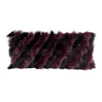 Coussin décoratif fourrure rayé - Bourgogne & Noir
