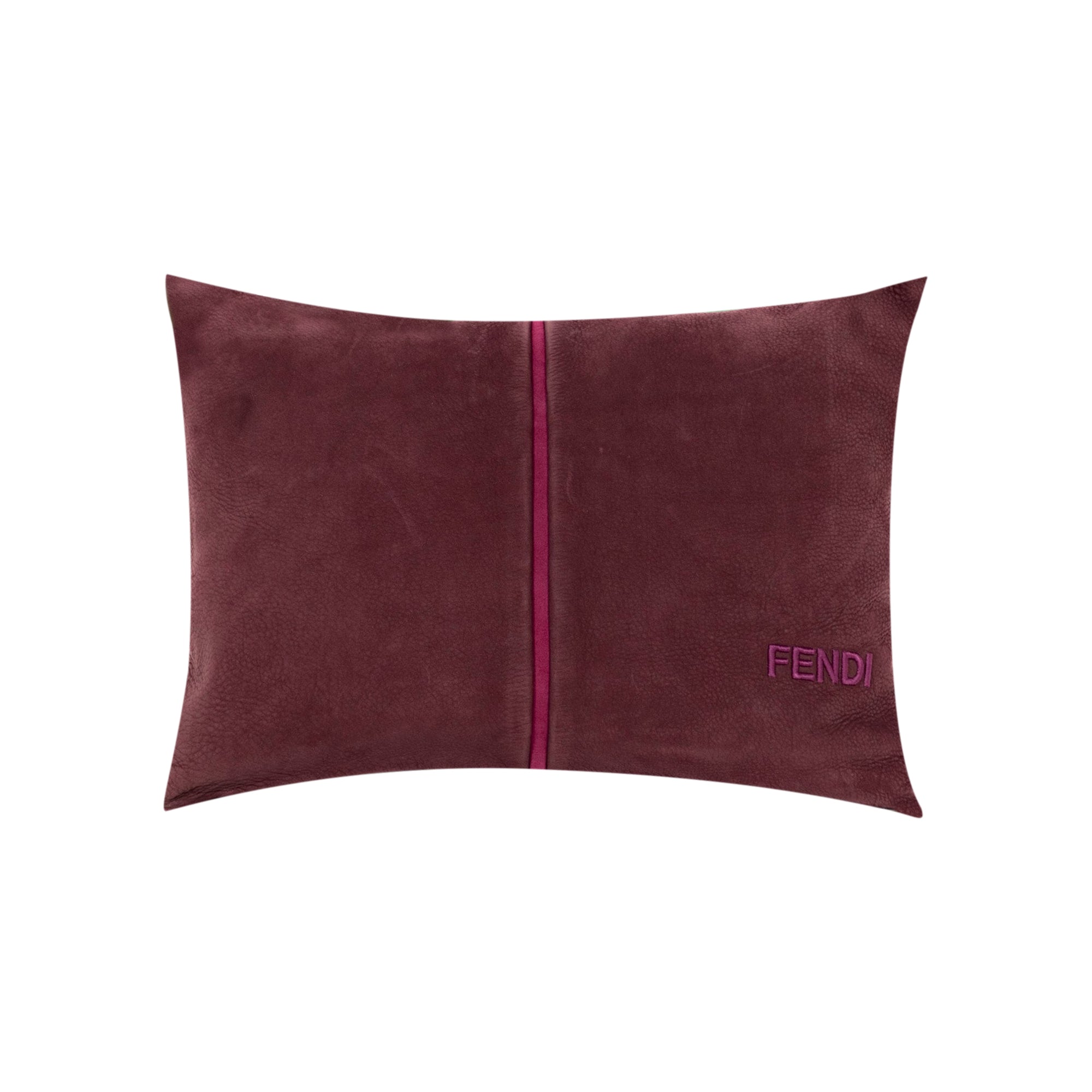 Coussin rectangulaire en cuir à rayure - Bordeaux