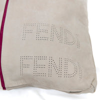 Coussin carré en cuir à ligne fine - Beige & Marron