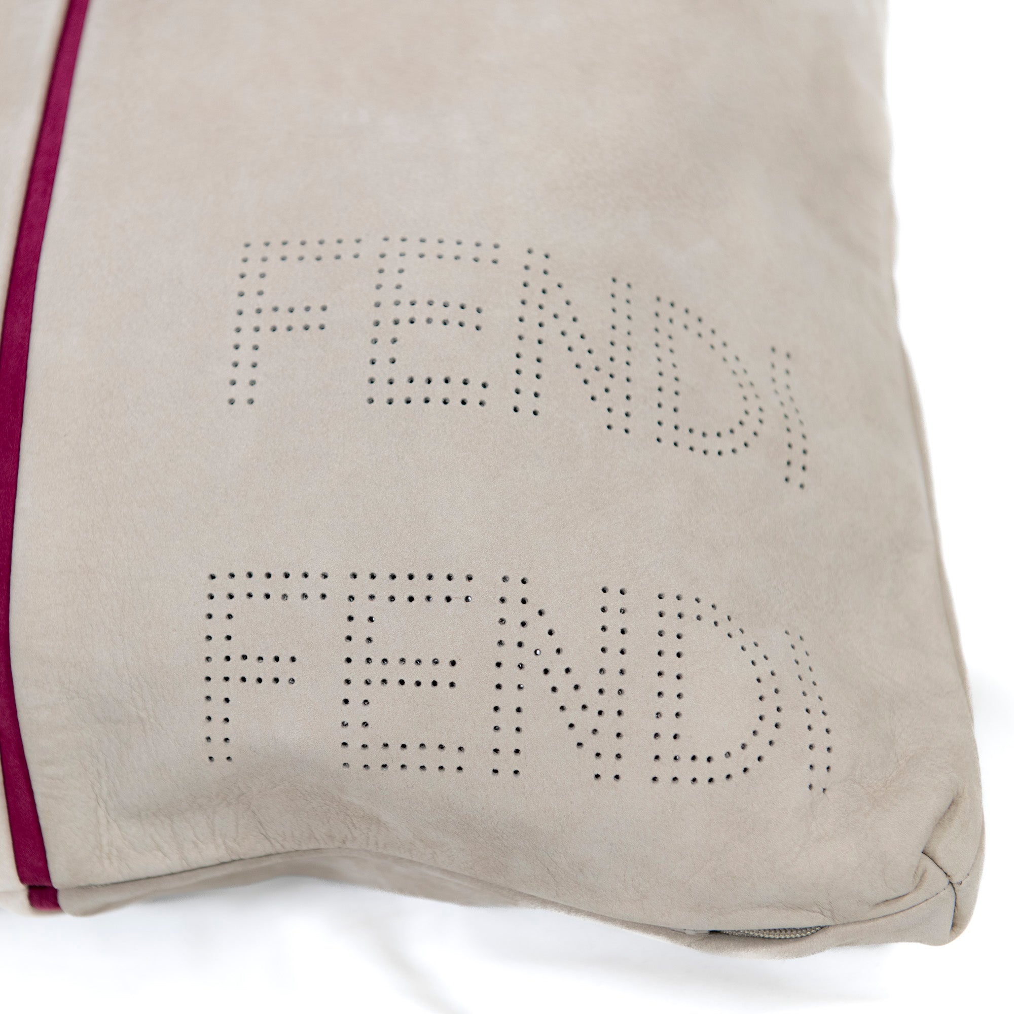 Coussin carré en cuir à ligne fine - Beige & Marron