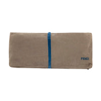 Coussin en velours bande verticale - Marron Clair