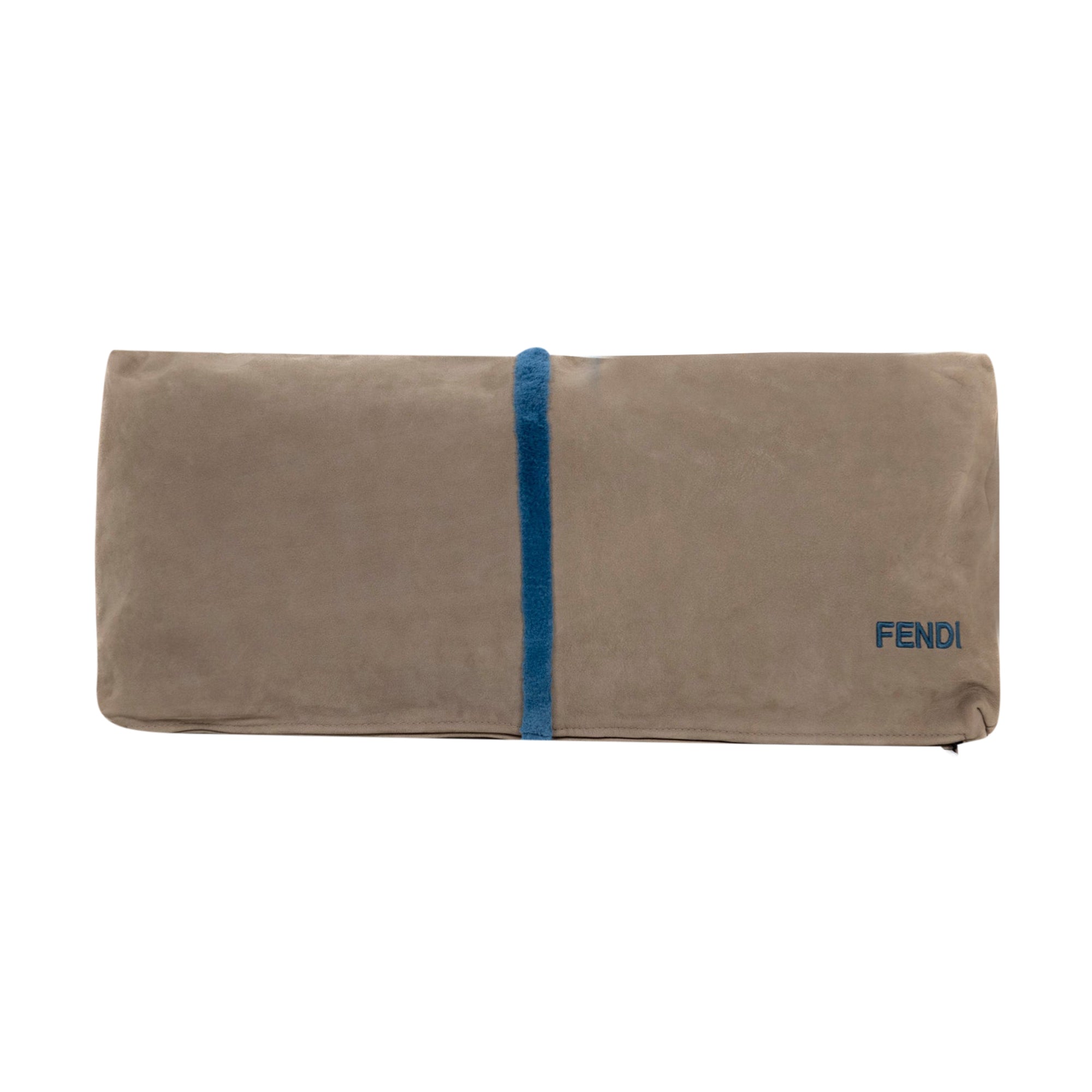 Coussin en velours bande verticale - Marron Clair
