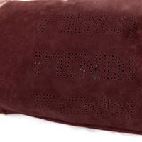 Coussin en velours bande verticale - Rouge Brun
