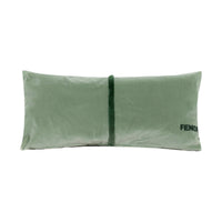 Coussin en velours à bande en fourrure - Vert Clair