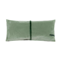 Coussin en velours à bande en fourrure - Vert Clair