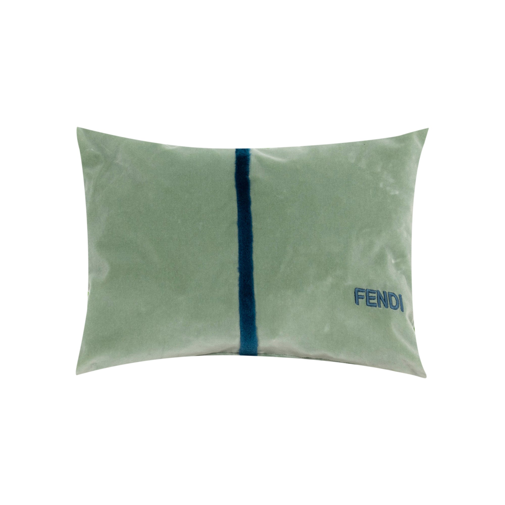 Coussin rectangulaire en velours à rayure - Vert Sauge