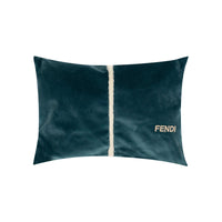 Coussin à rayure en fausse fourrure - Bleu Sarcelle