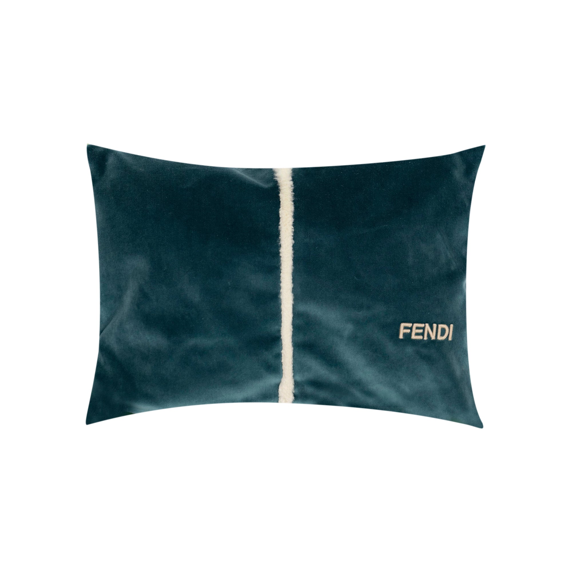 Coussin à rayure en fausse fourrure - Bleu Sarcelle