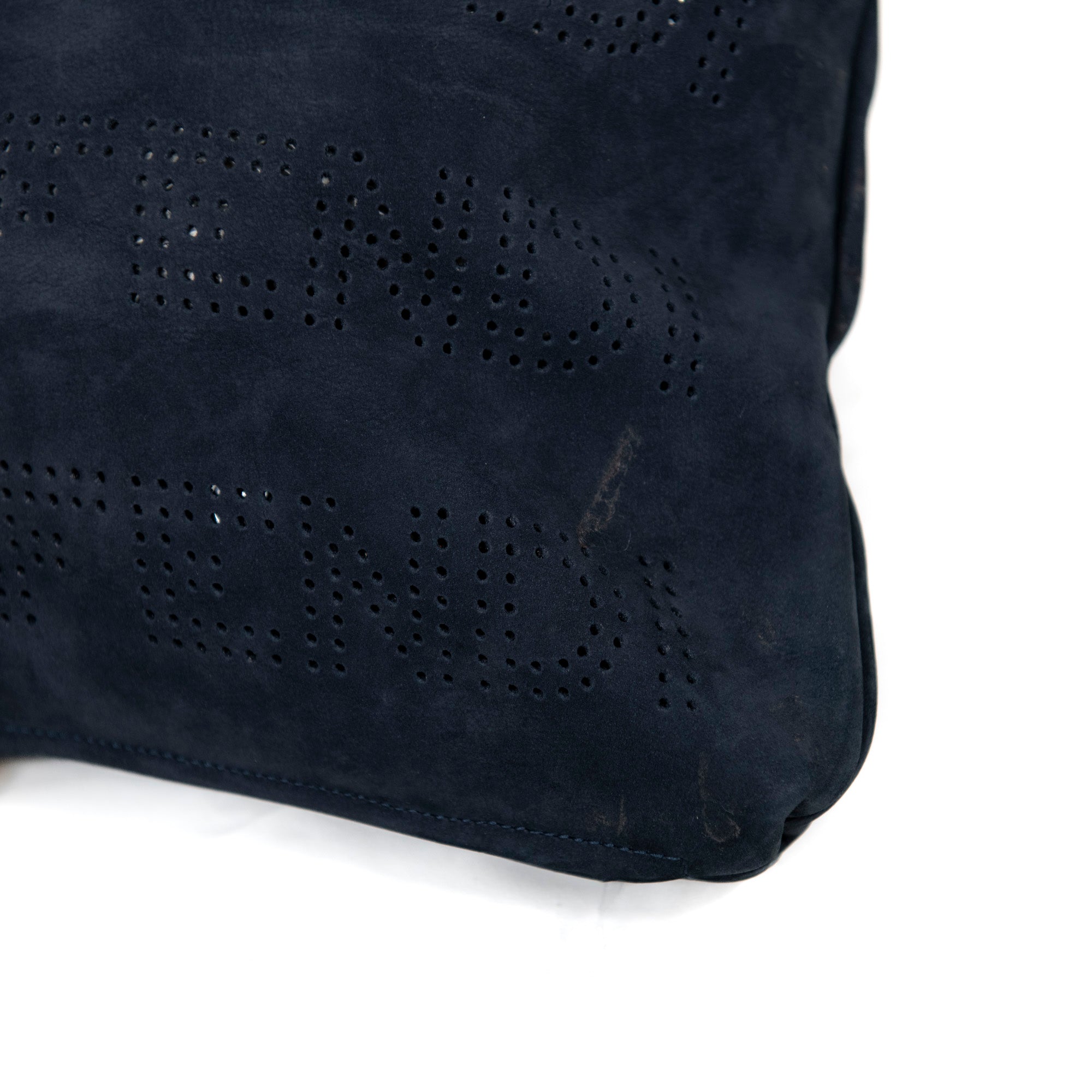 Coussin en suède à bande verticale - Bleu Marine
