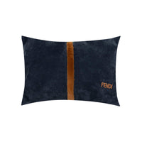 Coussin en suède à bande verticale - Bleu Marine