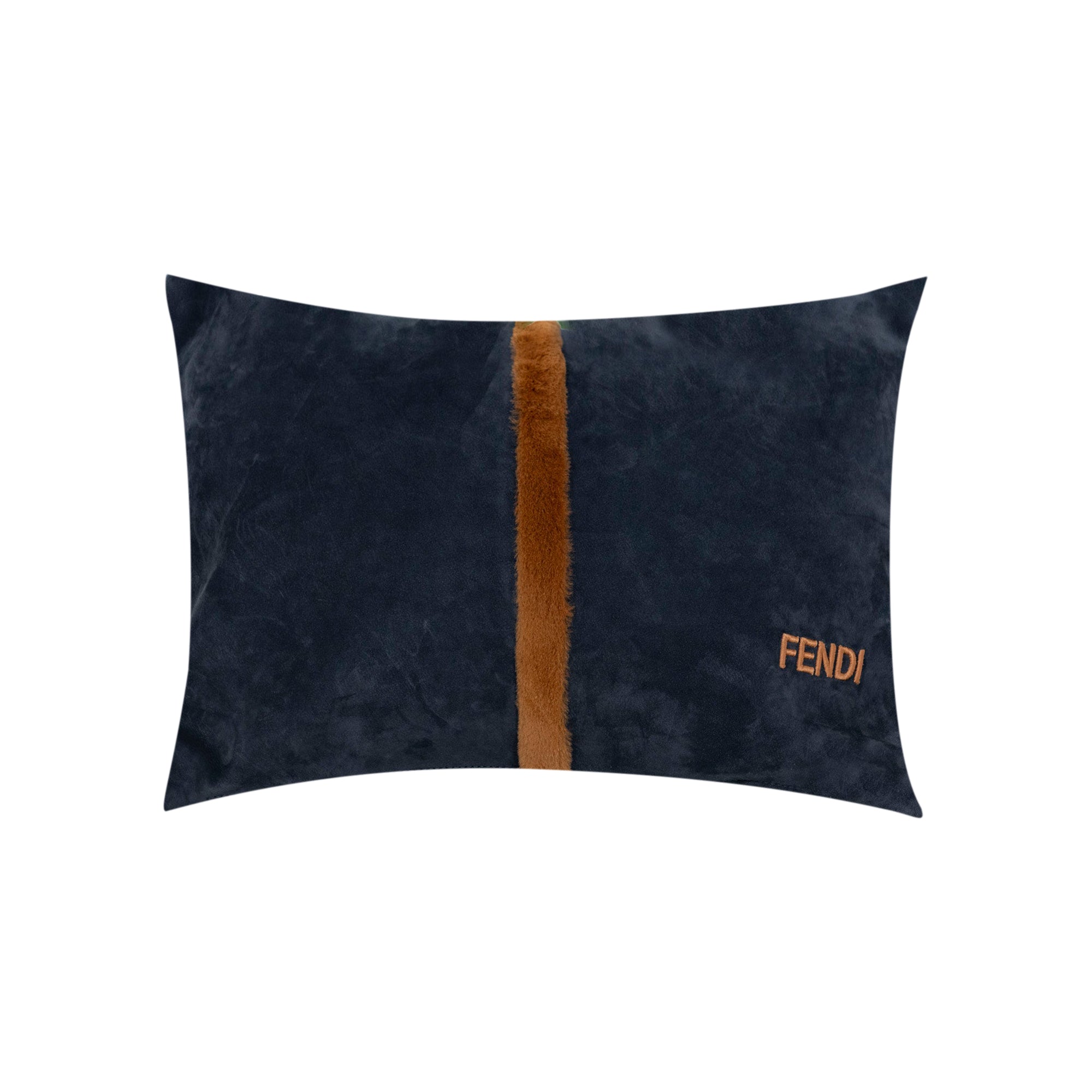 Coussin en suède à bande verticale - Bleu Marine