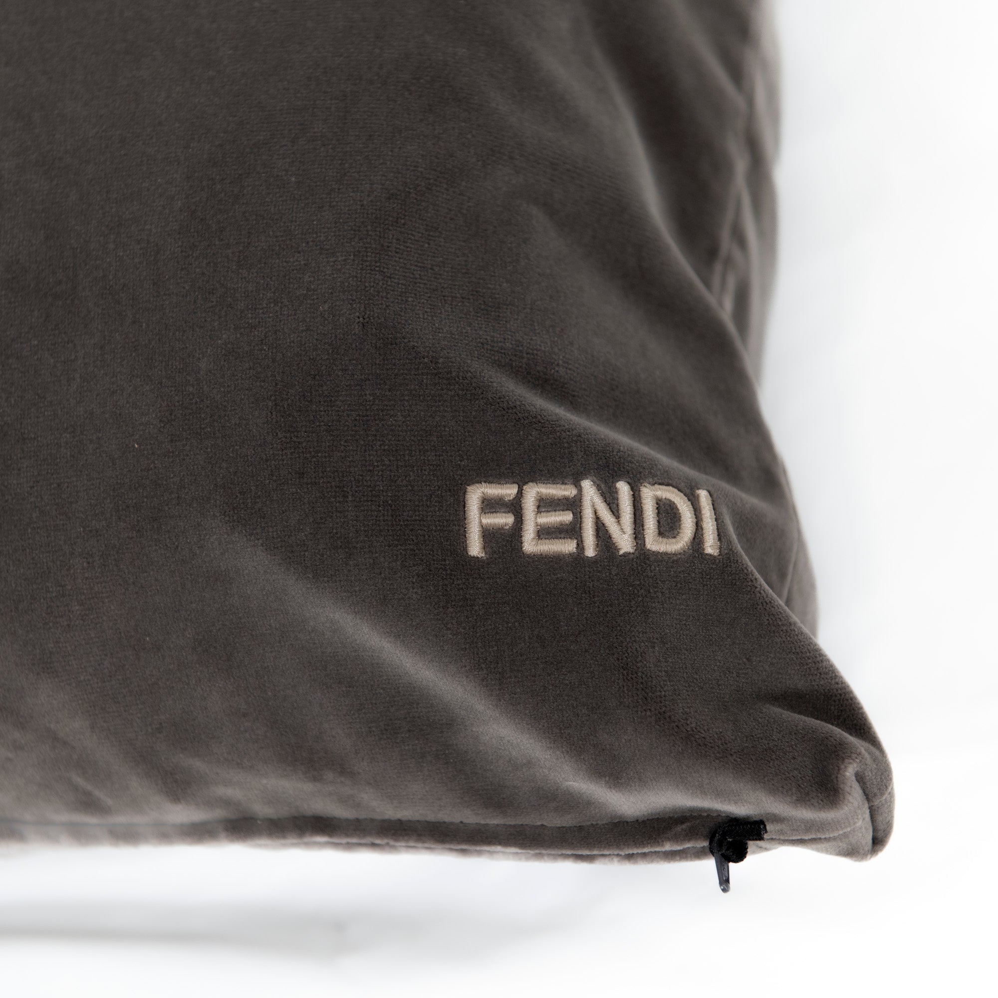 Coussin décoratif en velours bande - Gris Foncé