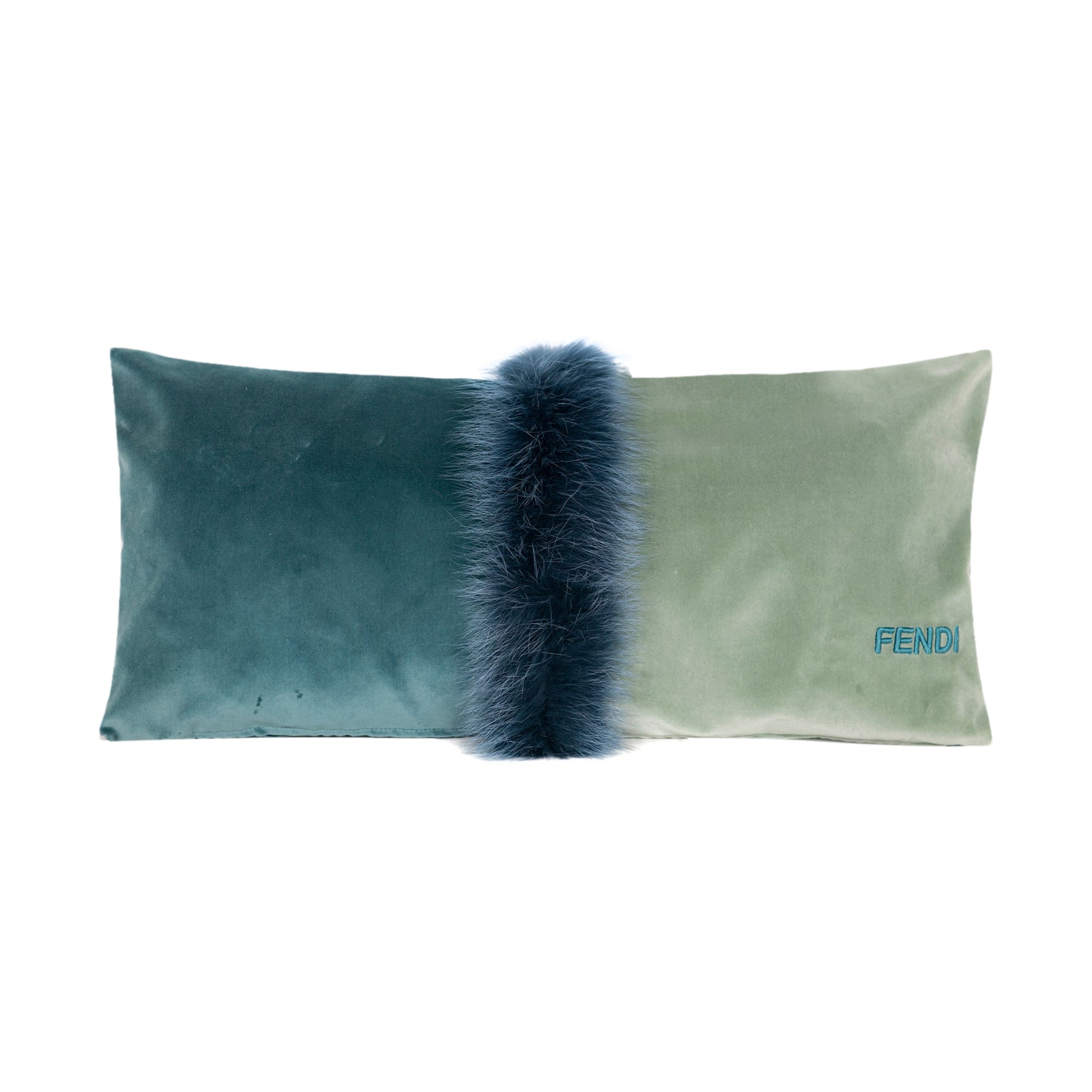 Coussin décoratif en velours à bandes - Vert
