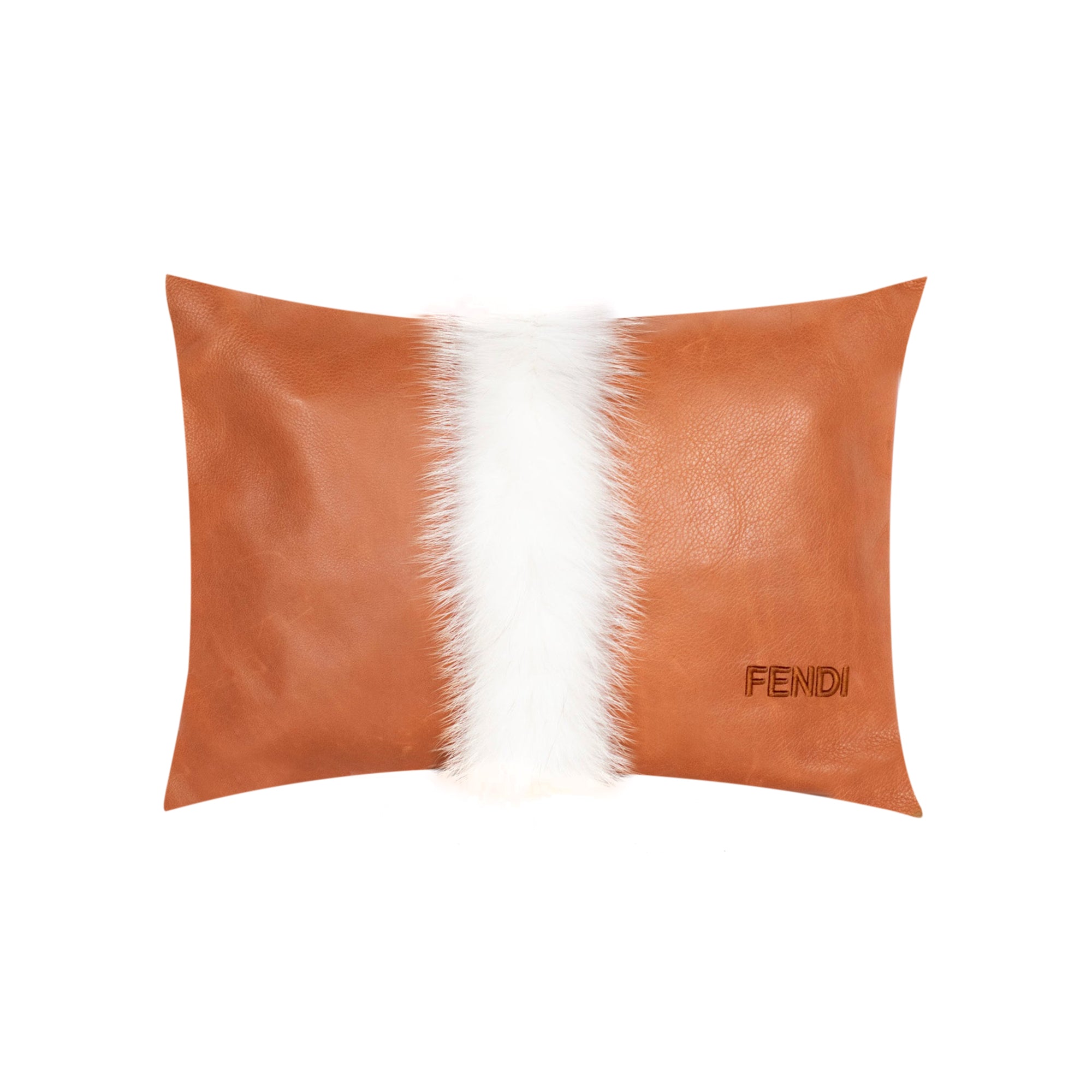 Coussin rectangulaire en cuir - Marron Clair
