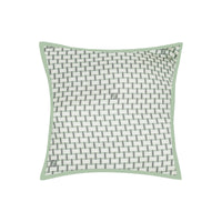 Coussin carré en soie à rayures - Vert & Blanc