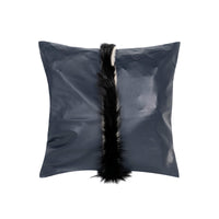 Coussin décoratif en cuir avec bande - Bleu Marine