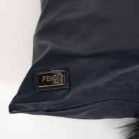 Coussin décoratif en cuir avec bande - Bleu Marine