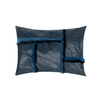 Coussin à rayures géométriques - Bleu