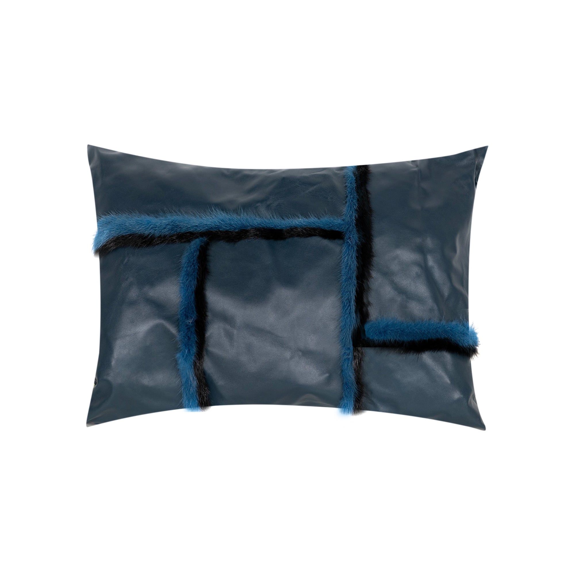 Coussin à rayures géométriques - Bleu