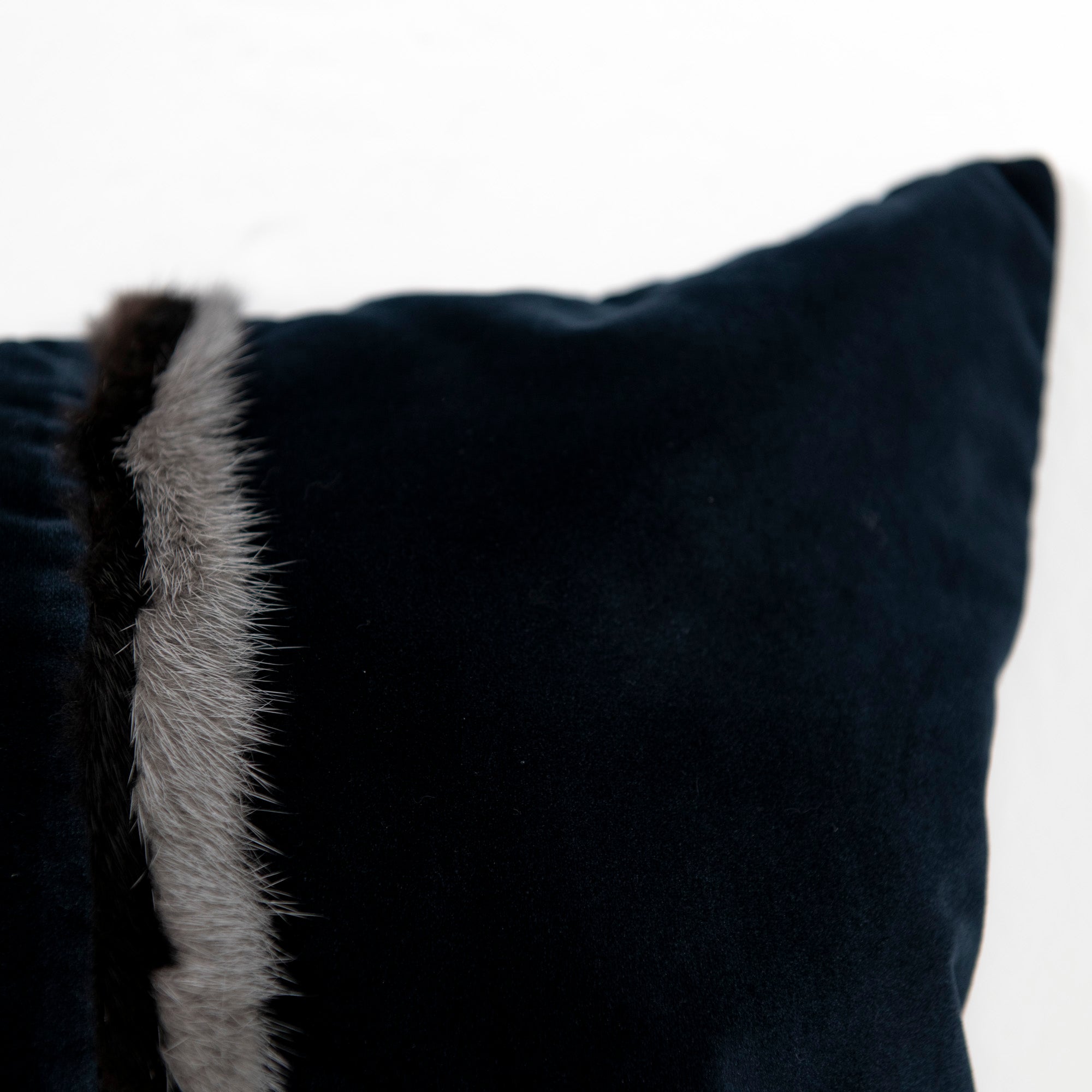 Coussin rectangulaire velours bandes - Bleu Marine