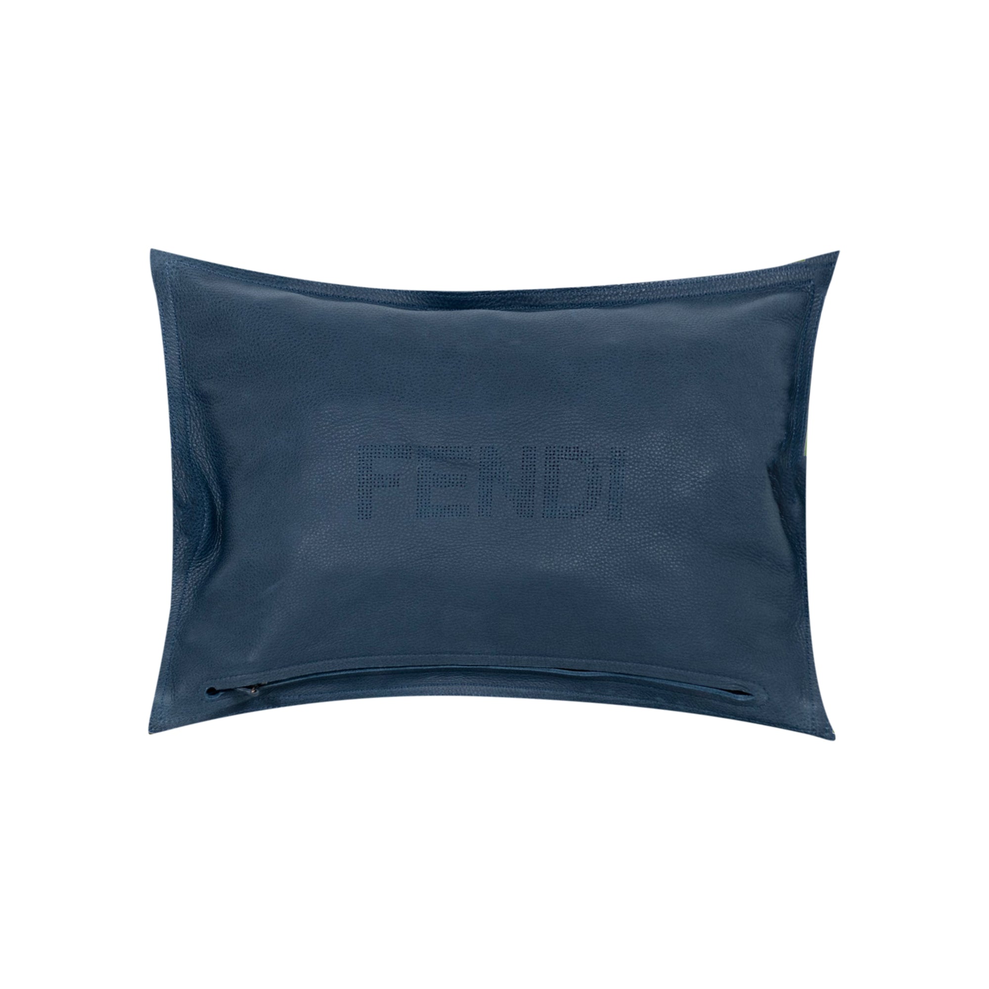Coussin rectangulaire en cuir à texture granulée - Bleu