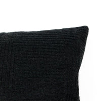 Coussin en laine polaire à rayures - Gris Foncé
