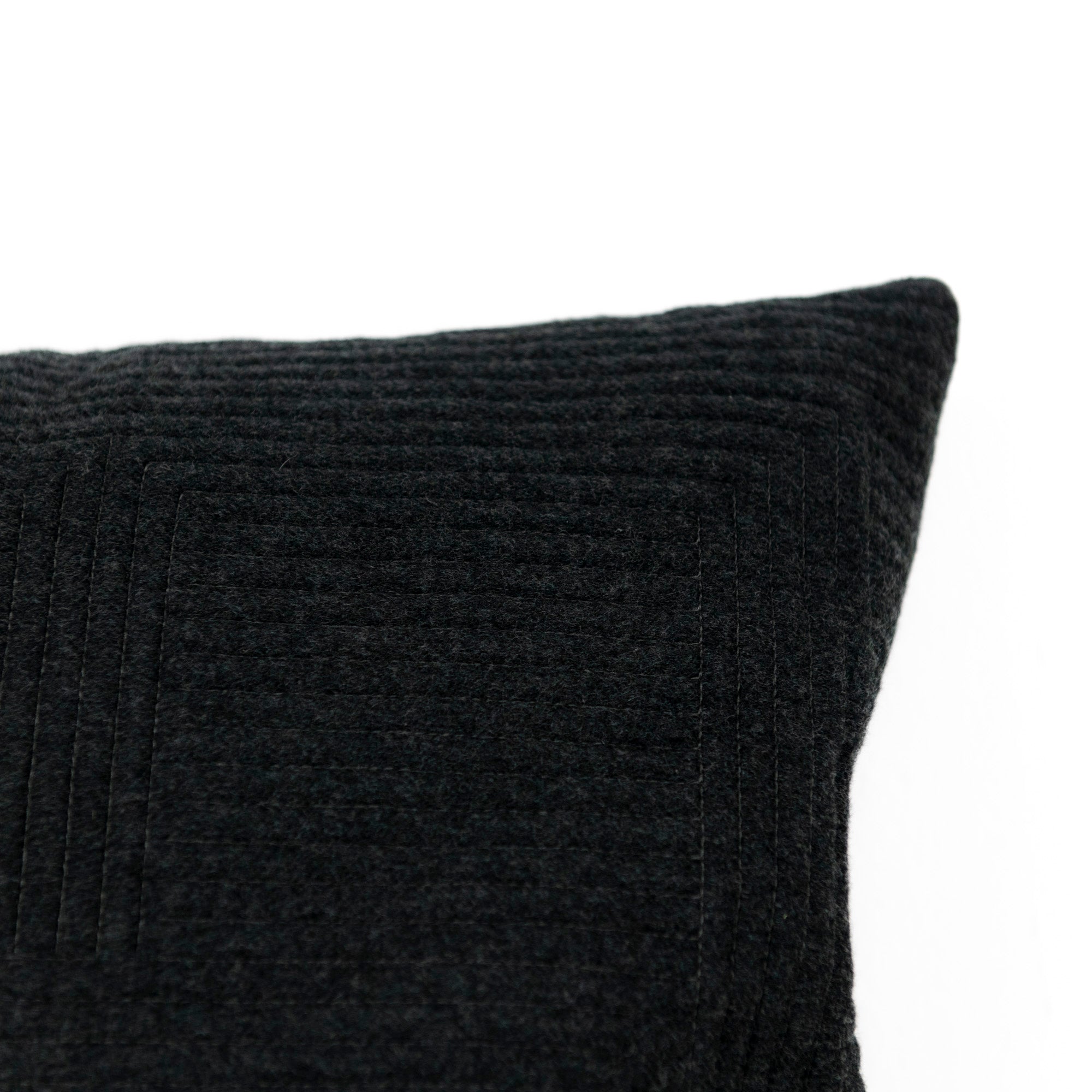 Coussin en laine polaire à rayures - Gris Foncé