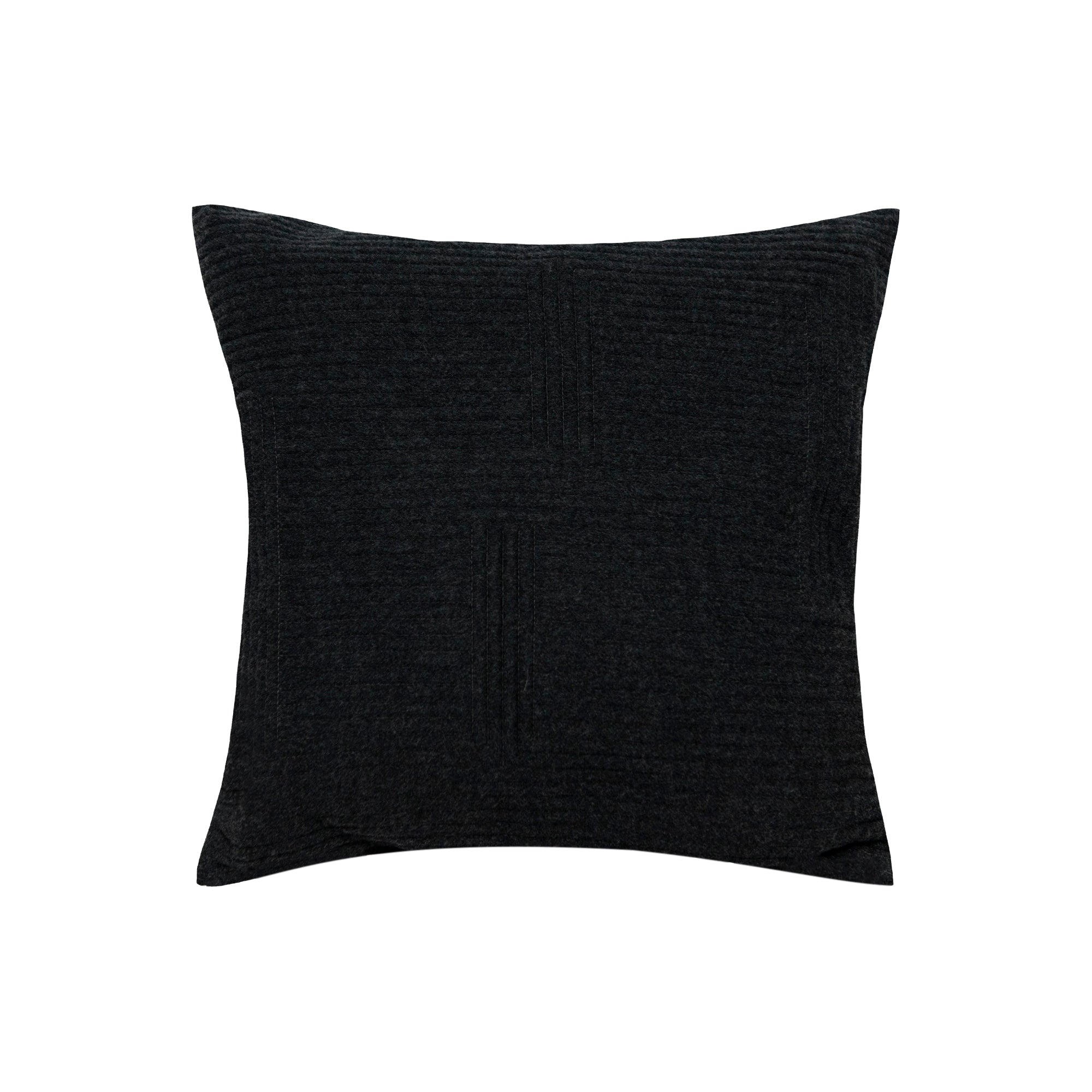 Coussin en laine polaire à rayures - Gris Foncé