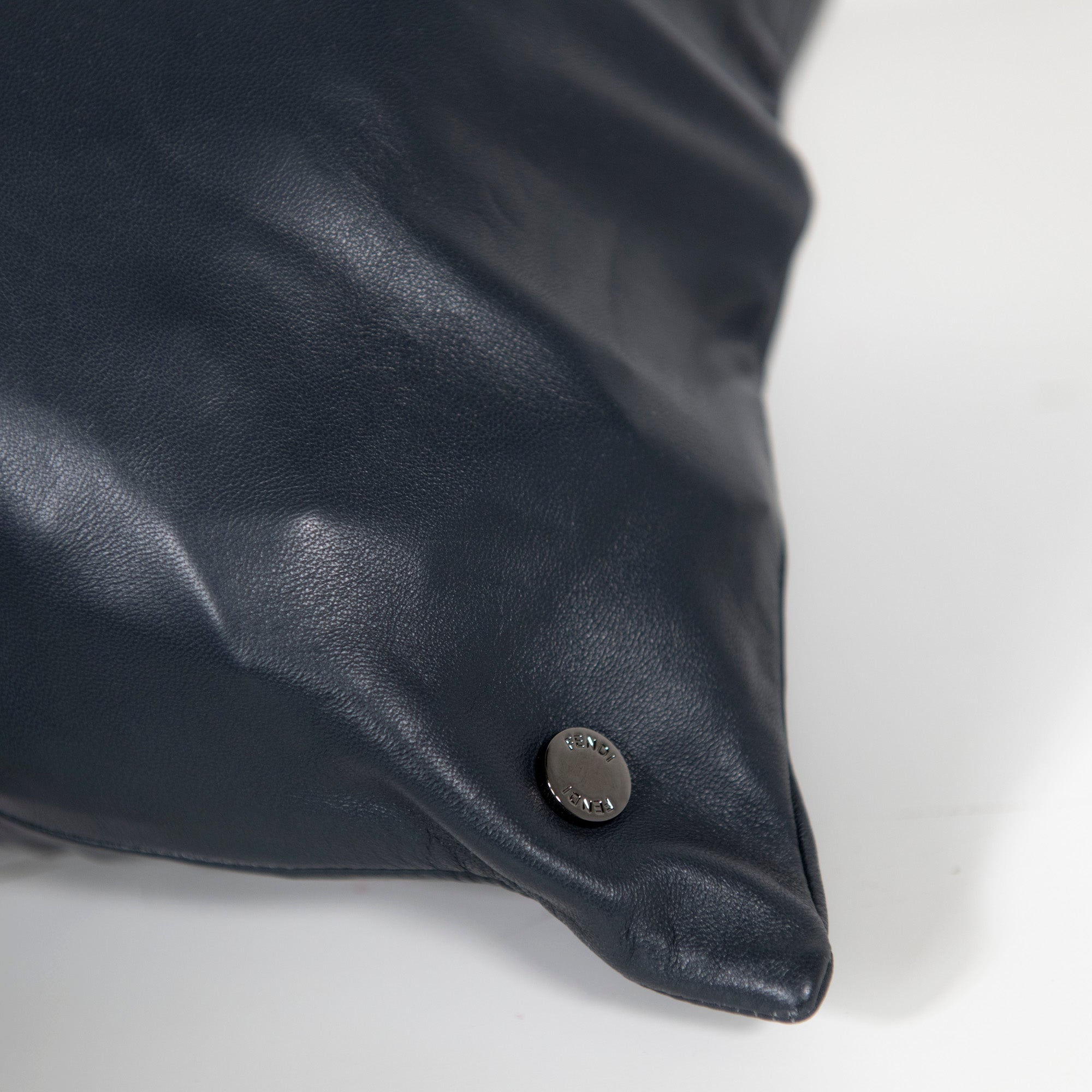Coussin rectangulaire en cuir à rayures - Bleu Gris