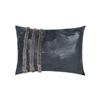 Coussin rectangulaire en cuir à rayures - Bleu Gris