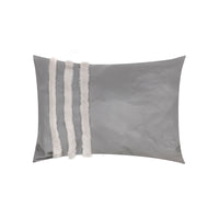 Coussin rectangulaire en cuir à rayures - Gris Clair