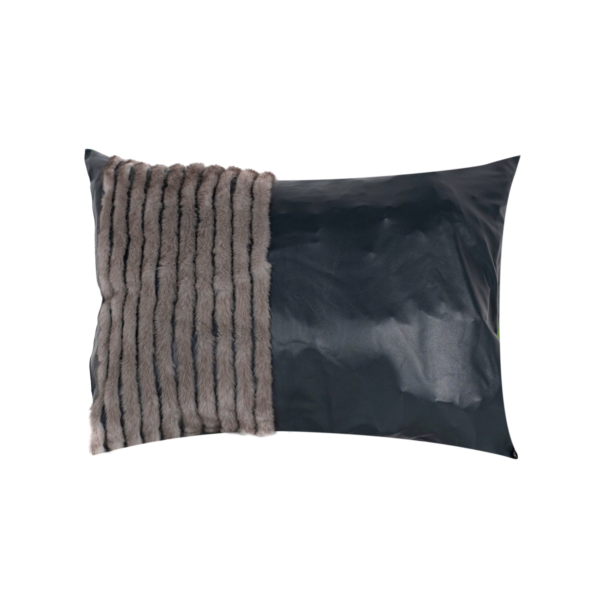 Coussin en cuir et fausse fourrure - Marron