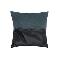Coussin bicolore en cuir - Vert & Noir