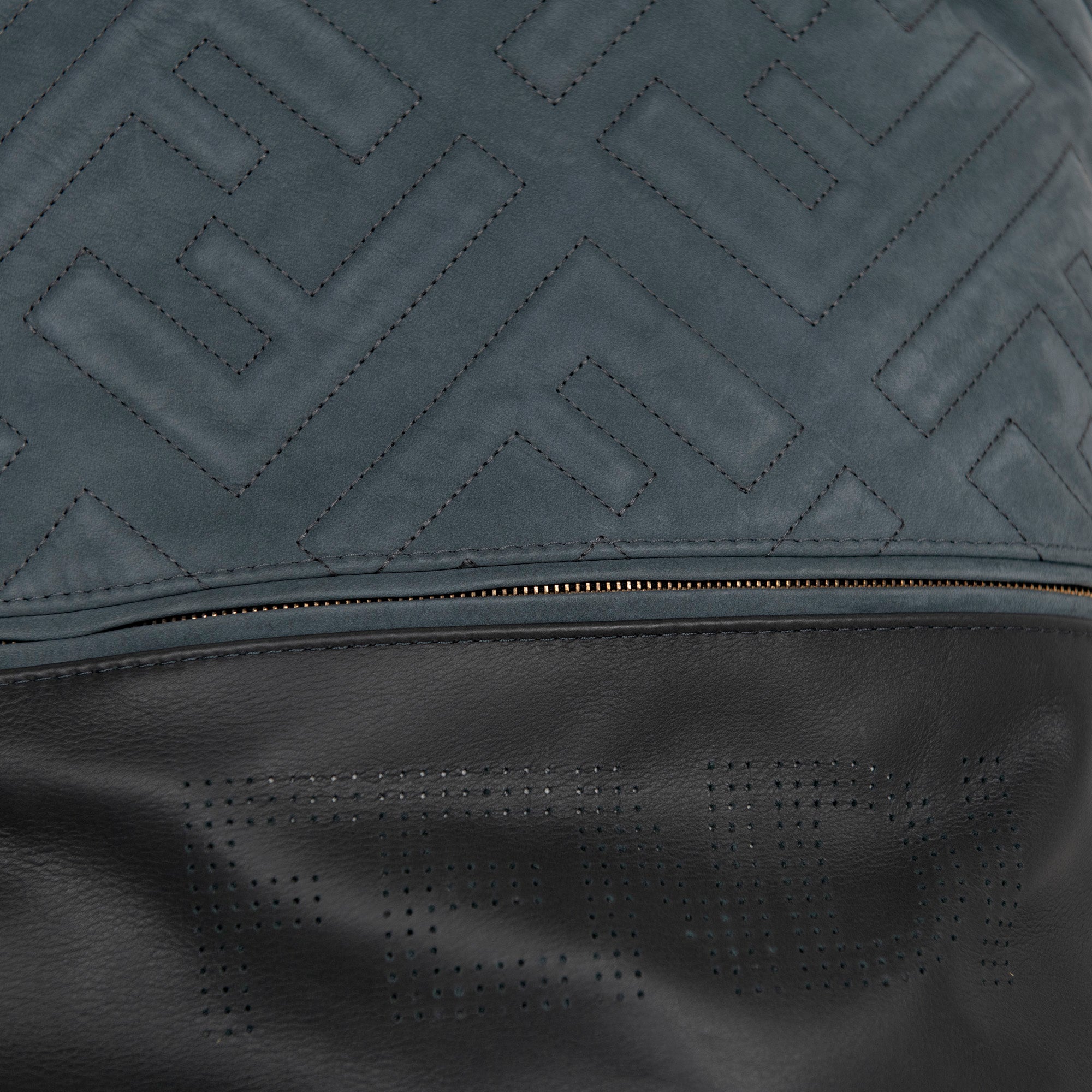 Coussin bicolore en cuir - Vert & Noir