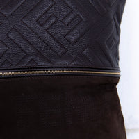 Coussin carré en cuir texturé - Marron