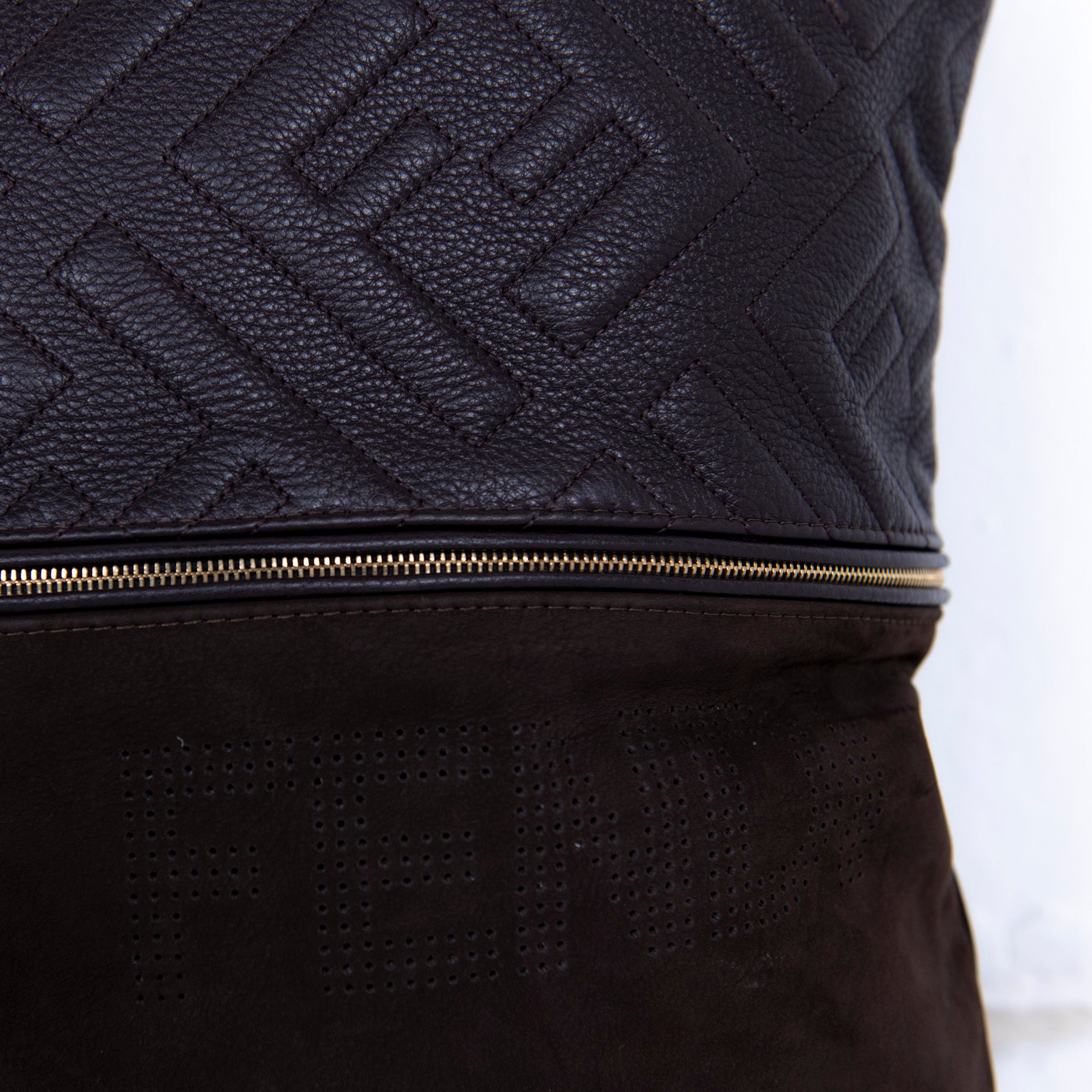 Coussin carré en cuir texturé - Marron