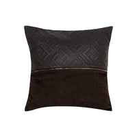 Coussin carré en cuir texturé - Marron