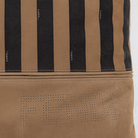 Coussin carré en cuir à rayures - Tan