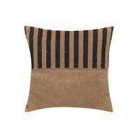 Coussin carré en cuir à rayures - Tan