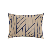 Coussin rectangulaire en cuir à rayures - Bleu & Vert