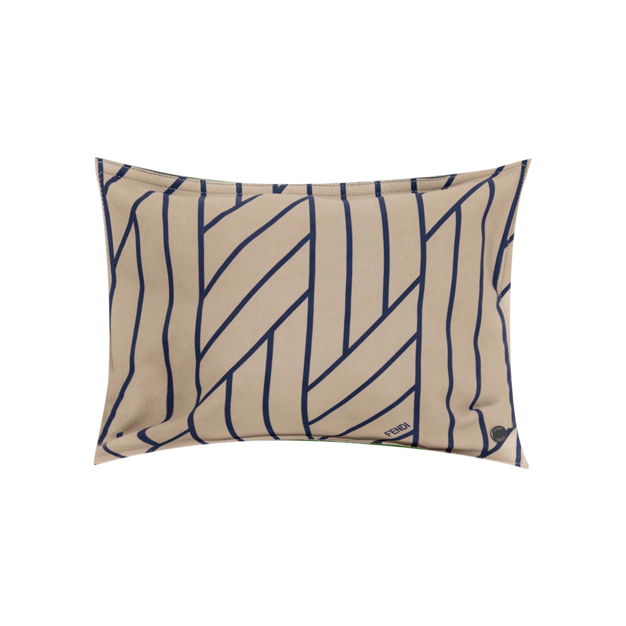 Coussin rectangulaire en cuir à rayures - Bleu & Vert