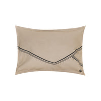 Coussin rectangulaire en cuir perforé - Beige