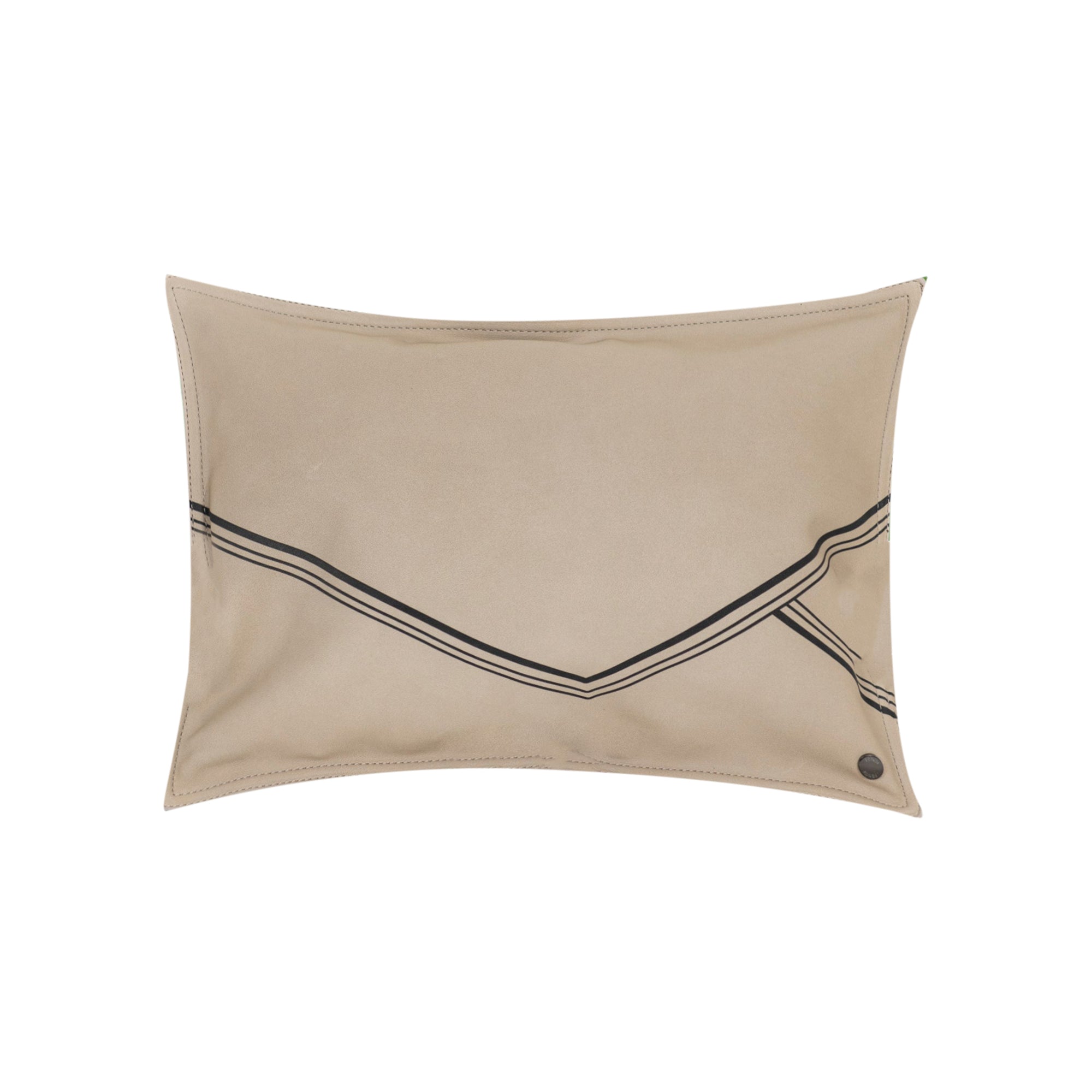 Coussin rectangulaire en cuir perforé - Beige