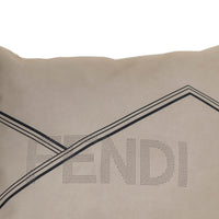 Coussin carré en cuir à motif géométrique - Beige