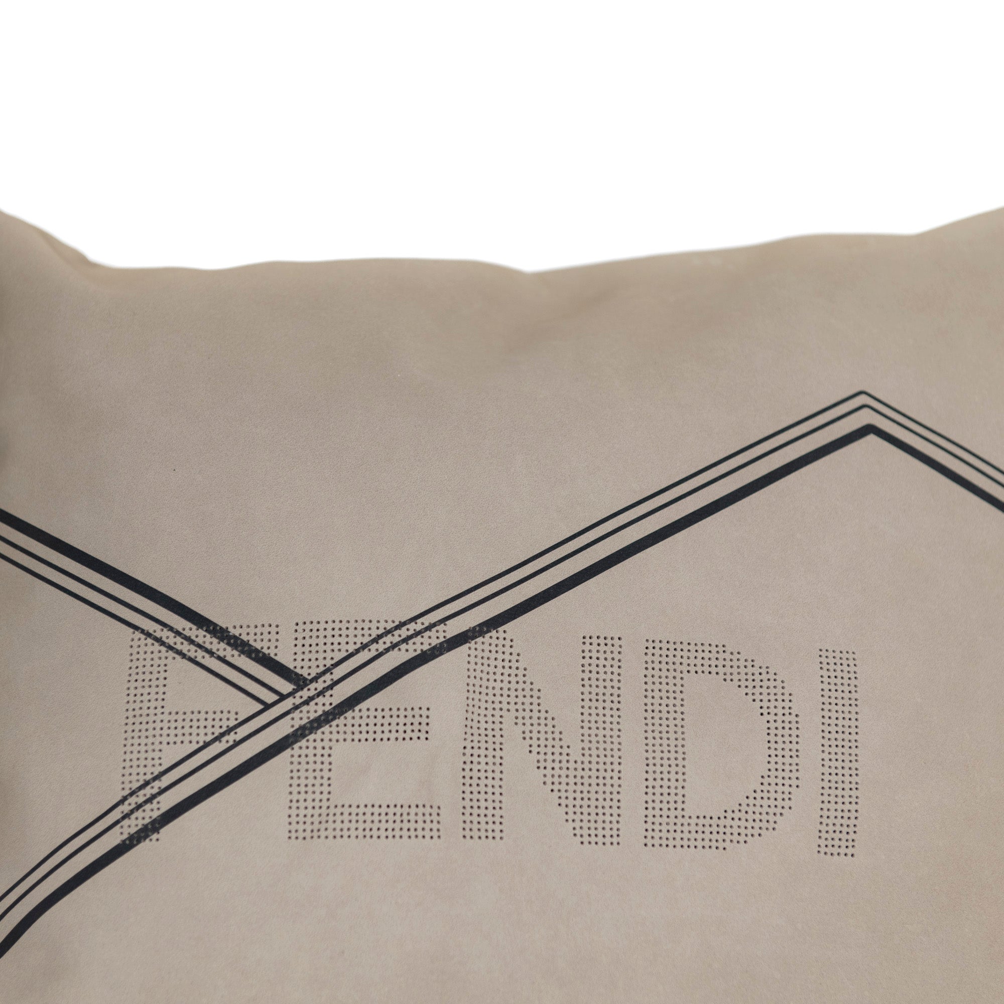 Coussin carré en cuir à motif géométrique - Beige