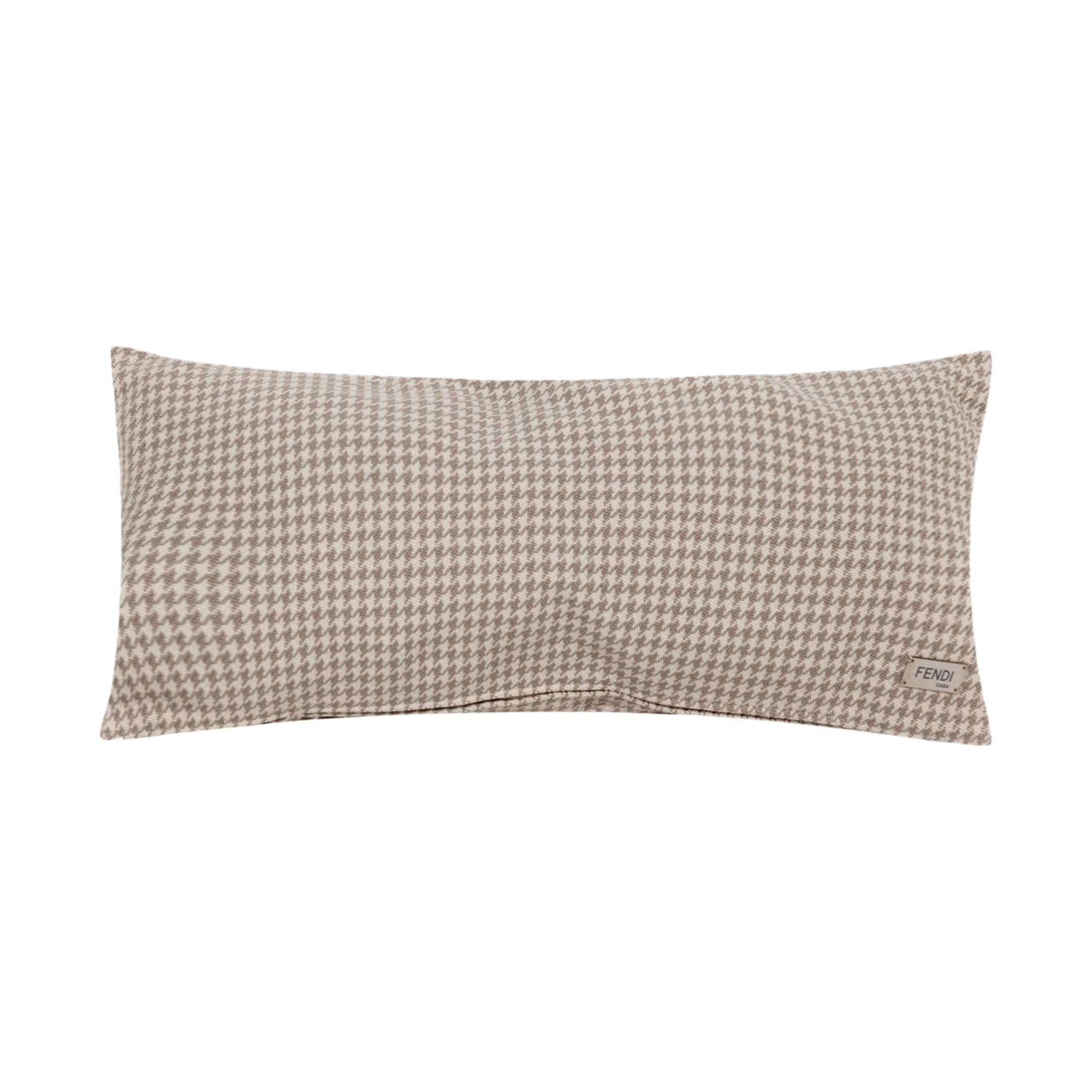 Coussin à motif pied-de-poule - Beige & Marron Foncé
