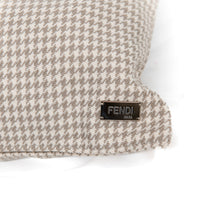 Coussin à motif pied-de-poule - Beige & Marron Foncé