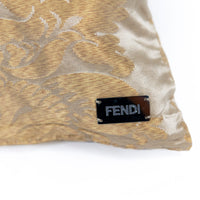 Coussin décoratif en soie à motif floral - Beige & Or