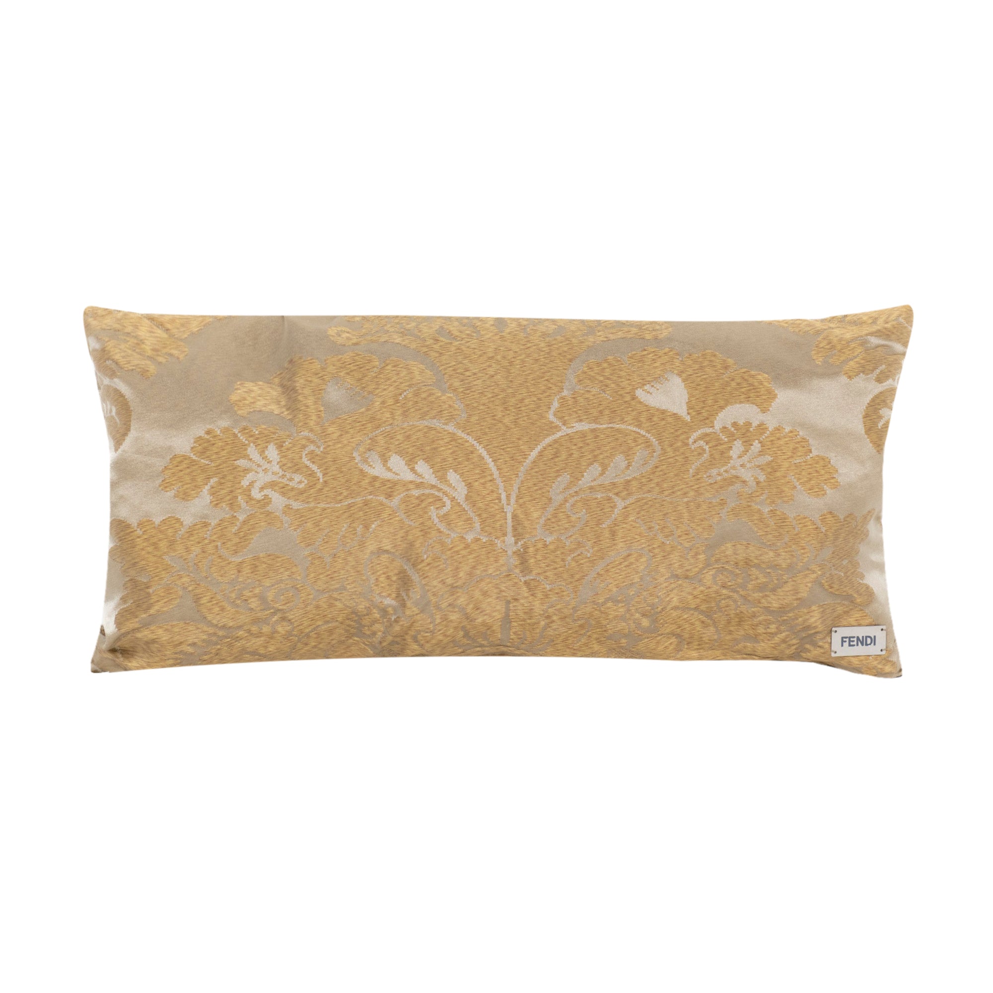 Coussin décoratif en soie à motif floral - Beige & Or