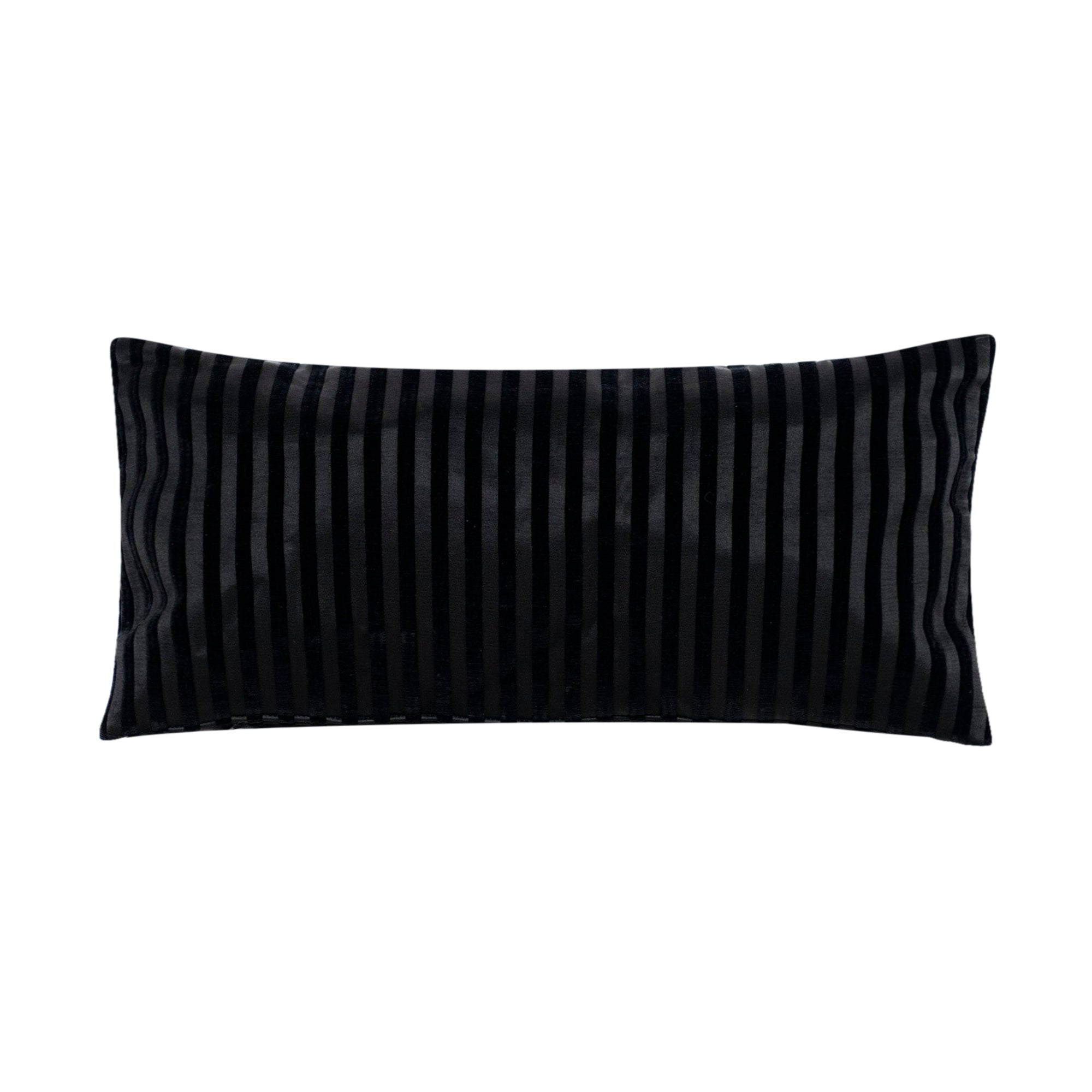 Coussin rectangulaire à rayures - Noir